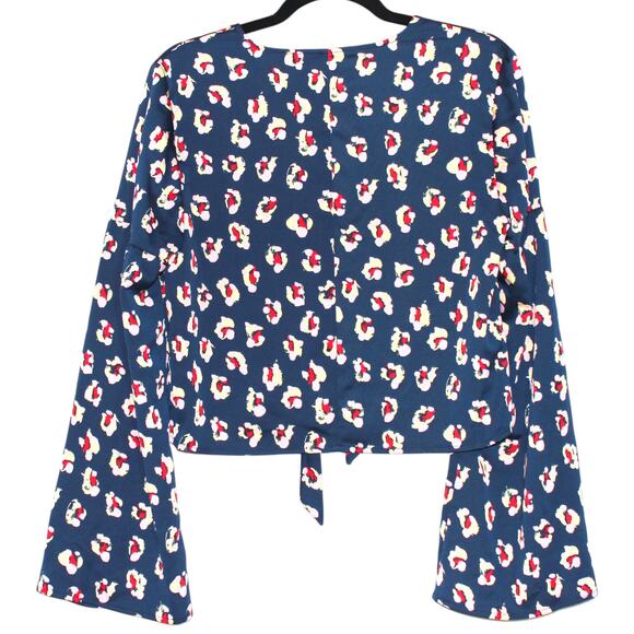 BCBGeneration Splatter-Print Tie-Front Top Blue Medium - Picture 5 of 5